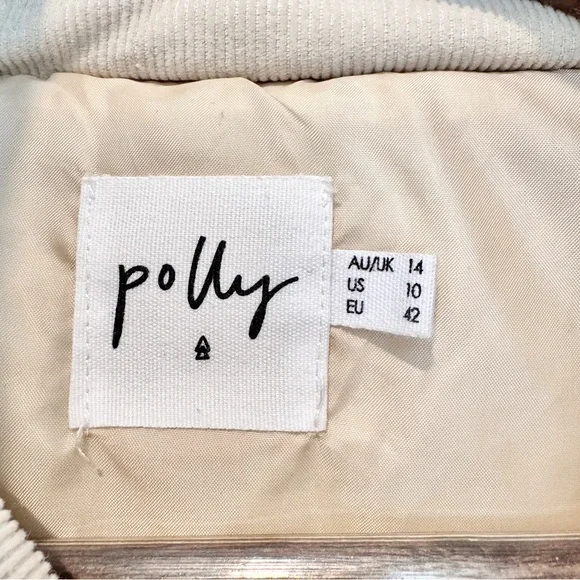 Polly Corduroy Puffer Jacket Cropped Neutral Minimal Cozy Gorpcore Women 10 A98 - Picture 3 of 10
